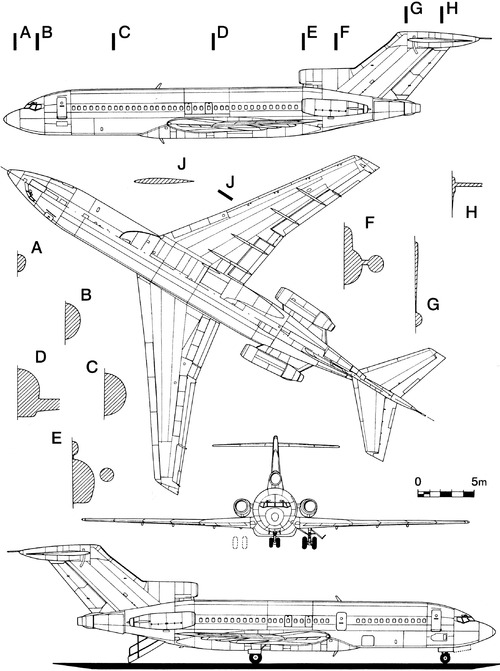 Blueprints > Modern airplanes > Boeing > Boeing 727-100