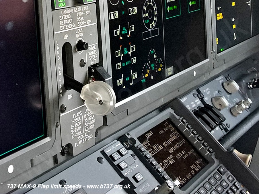 Boeing 737 MAX 9 flap limit speeds