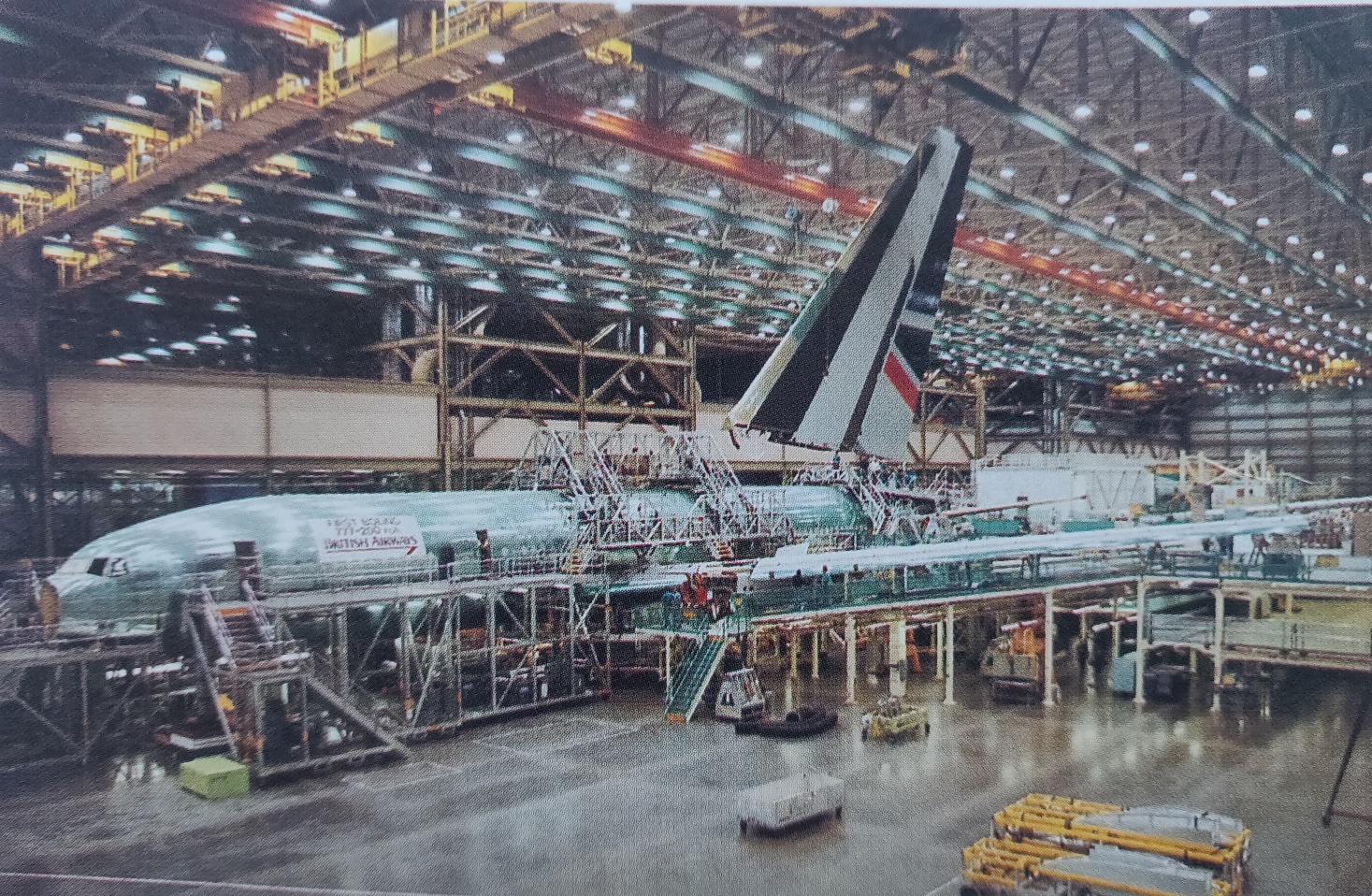 Boeing 777-236 British Airways G-ZZZA in final assembly at Everett plant, USA