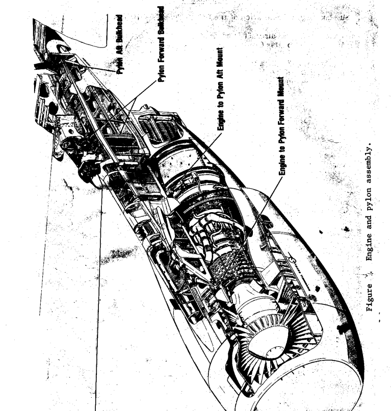General Electric CF6-6 turbofan pylon assembly