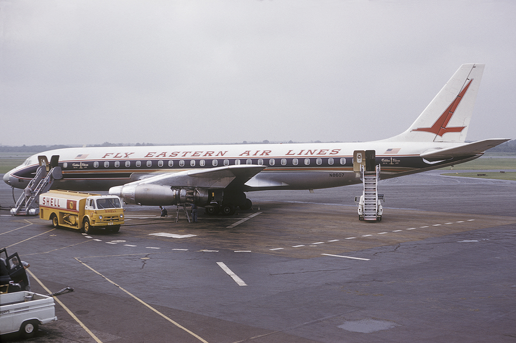Douglas DC-8-21 | Eastern Airlines | N8607 | DC-8-21 being refuelled by Shell truck