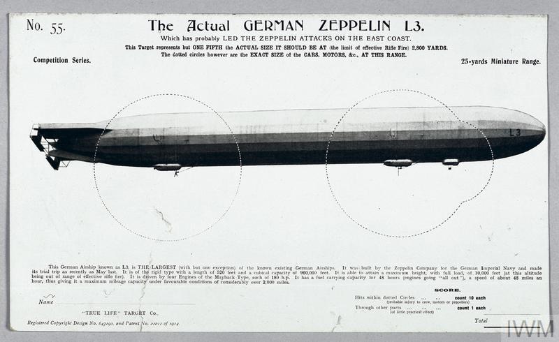 Miniature rifle range target, using the image of Zeppelin L3 ...