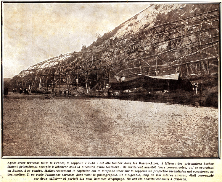 Carcass of Zeppelin LZ85 L45 witch stranded near Laragne, France